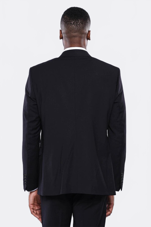 Plain Black 3-Piece Men's Suit - Wessi