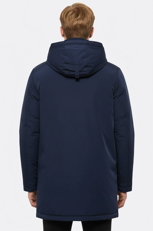 Blue Pocket Hooded Men's Coat - Wessi