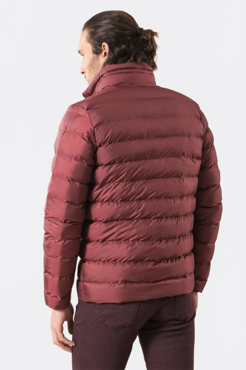 Quilted Standing Collar 2 Pockets Short Men Down Coat - Wessi