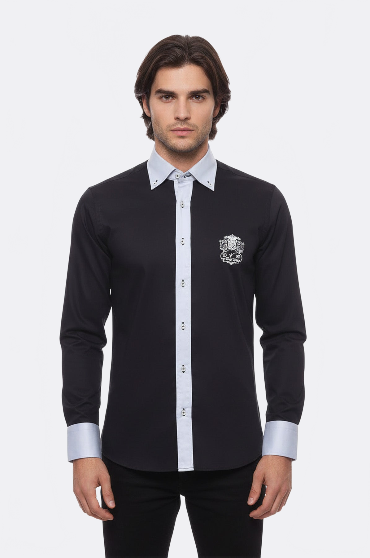 Cotton- Satin Black Men's Sport Shirt - Wessi