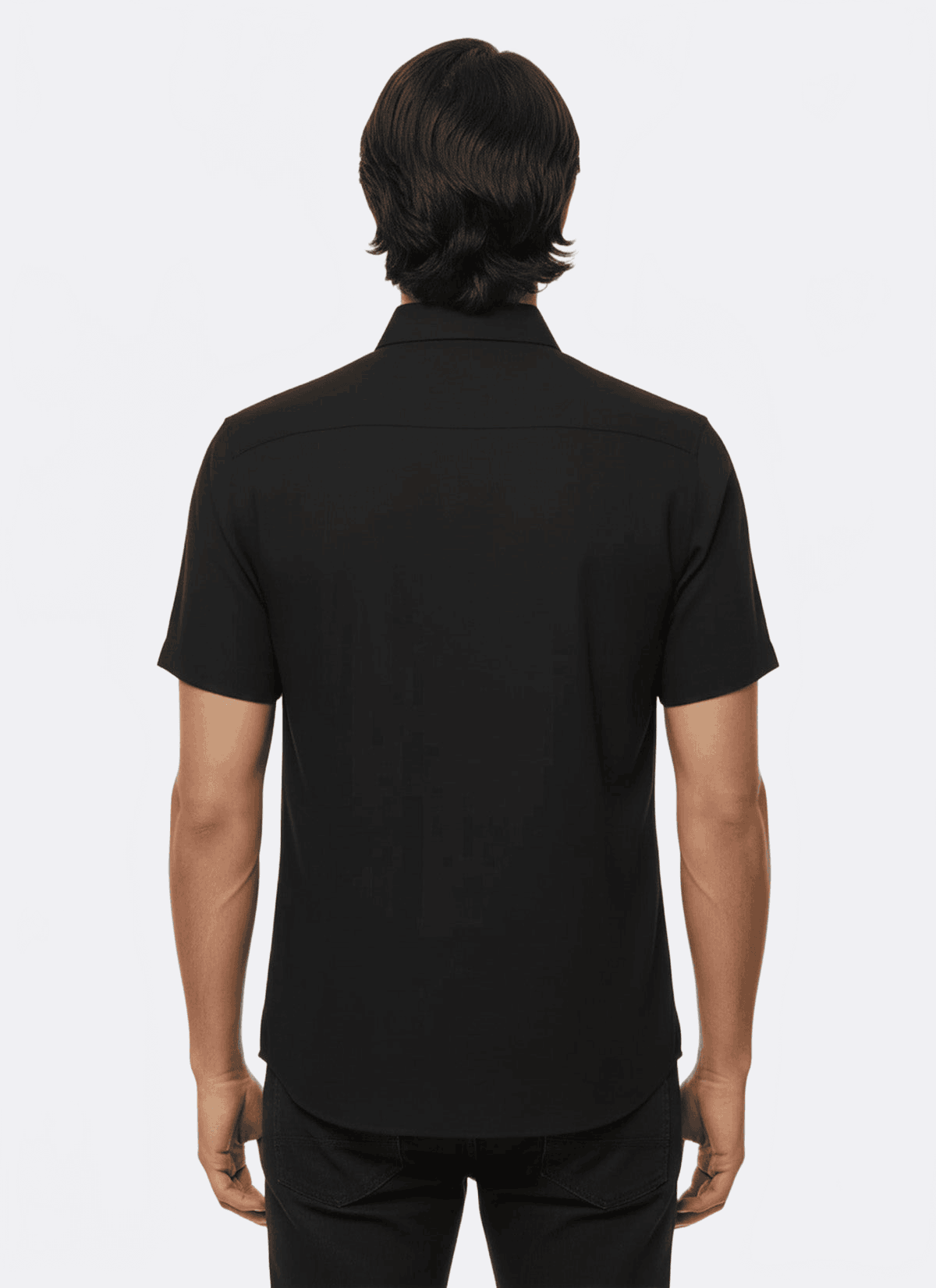 Short Sleeves Cotton Black Men Shirt - Wessi