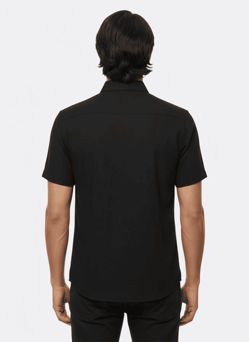 Short Sleeves Cotton Black Men Shirt - Wessi