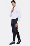 Slim Fit Plain Navy Blue Men Trousers - Wessi