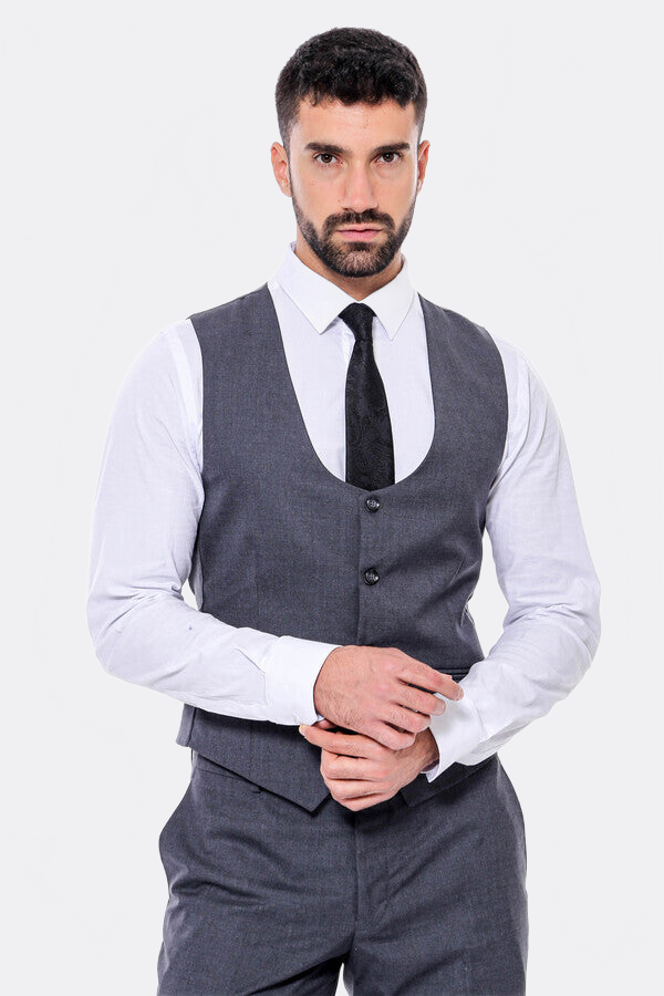 Plain Slim Fit Anthracite Men Suit - Wessi