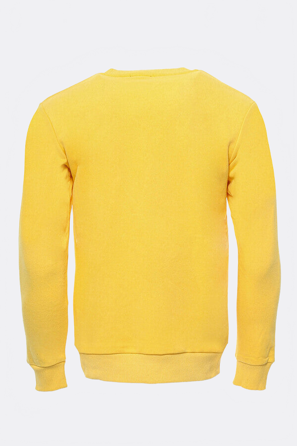 Yellow Plain Circle Neck Sweatshirt - Wessi