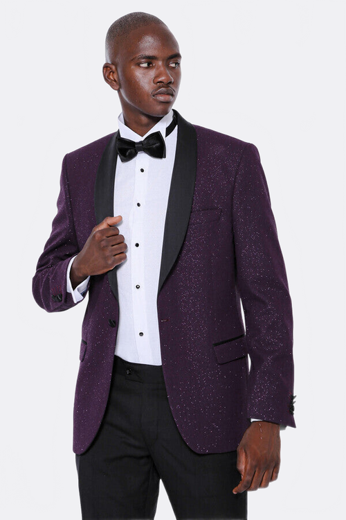 Purple Shawl Lapel Tuxedo Jacket - Wessi