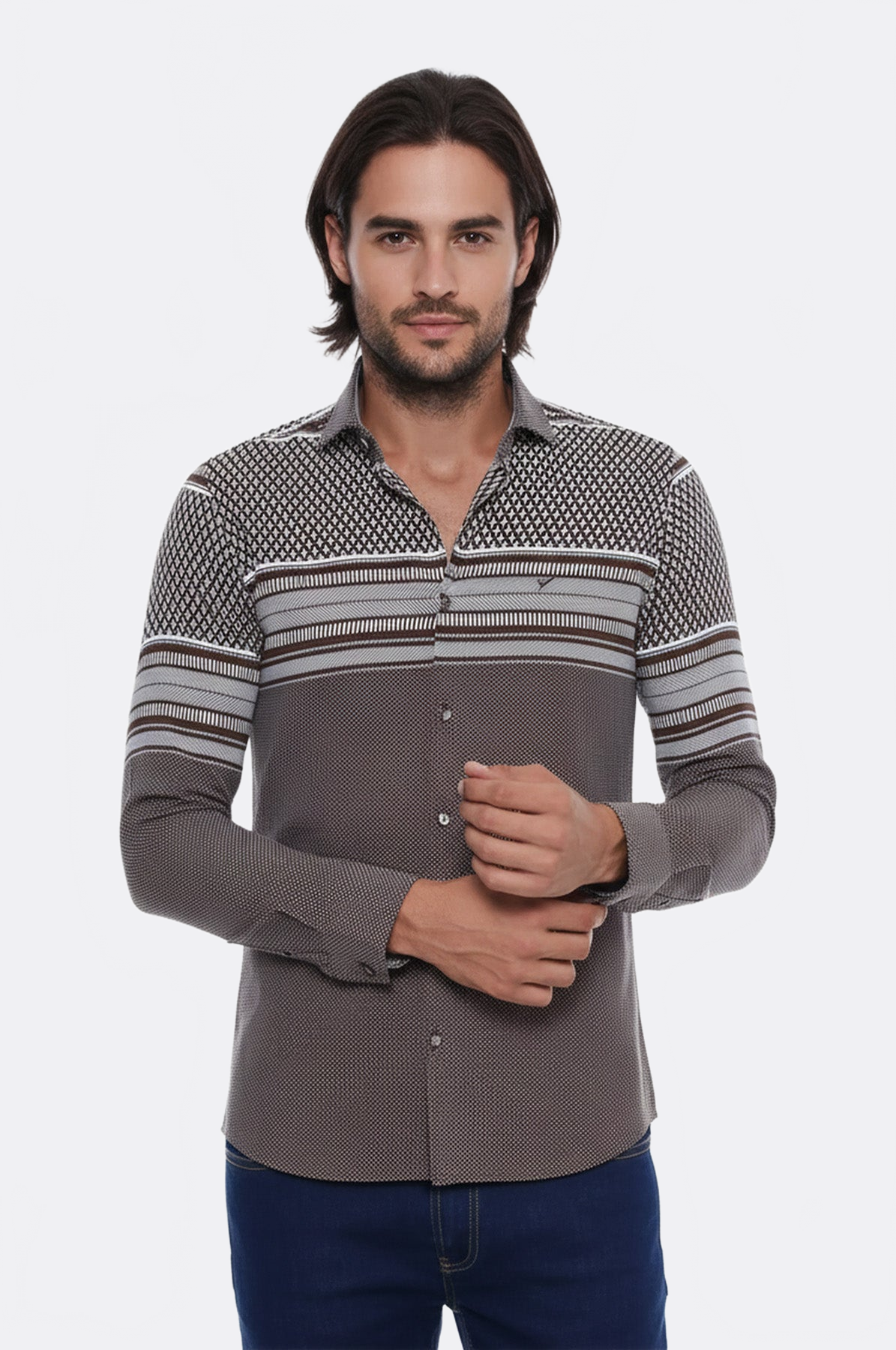 Brown Diamond Patterned Shirt - Wessi