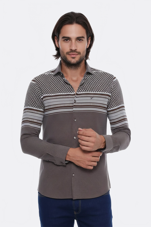 Brown Diamond Patterned Shirt - Wessi