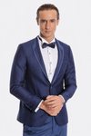Dot Patterned Dark Blue Tuxedo - Wessi