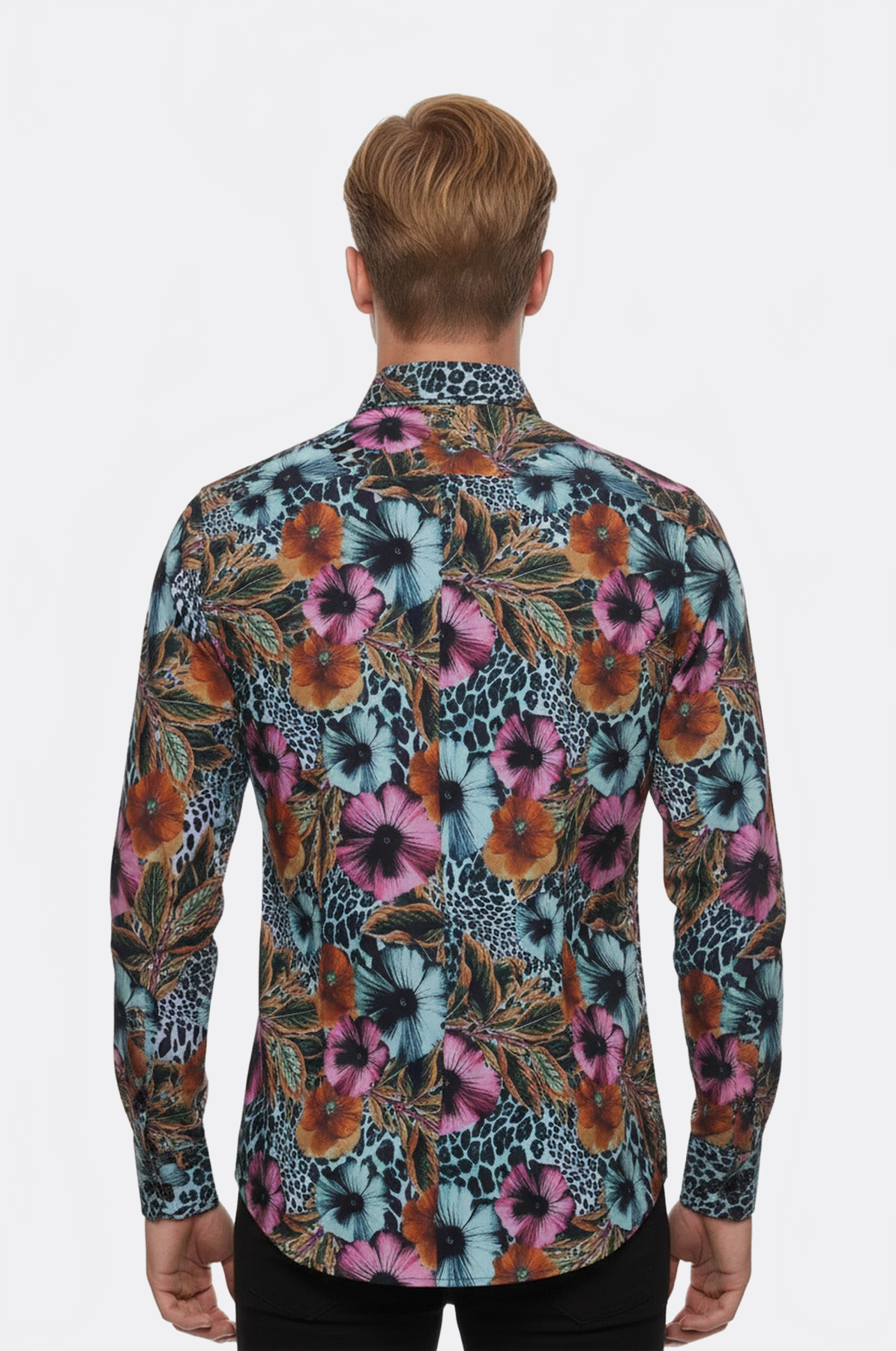 Floral Patterned Slim Fit Long Sleeves Multicolor Men Shirt - Wessi