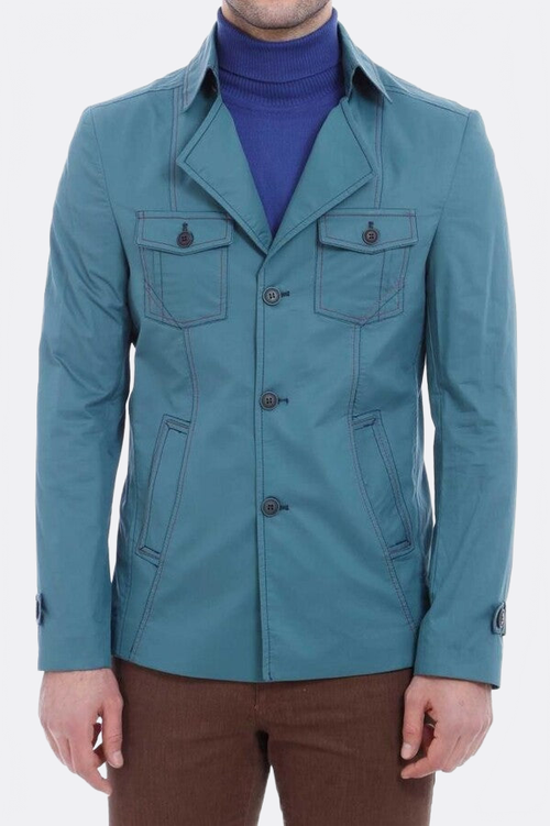 Green Cotton Trench Coat - Wessi