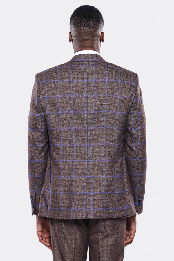 Brown Blue Checked Suit | Wessi - Wessi