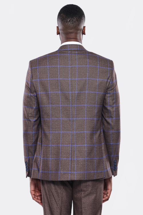 Brown Blue Checked Suit | Wessi - Wessi