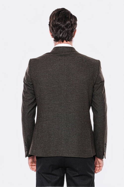 Peak Lapel Khaki Men's Blazer - Wessi