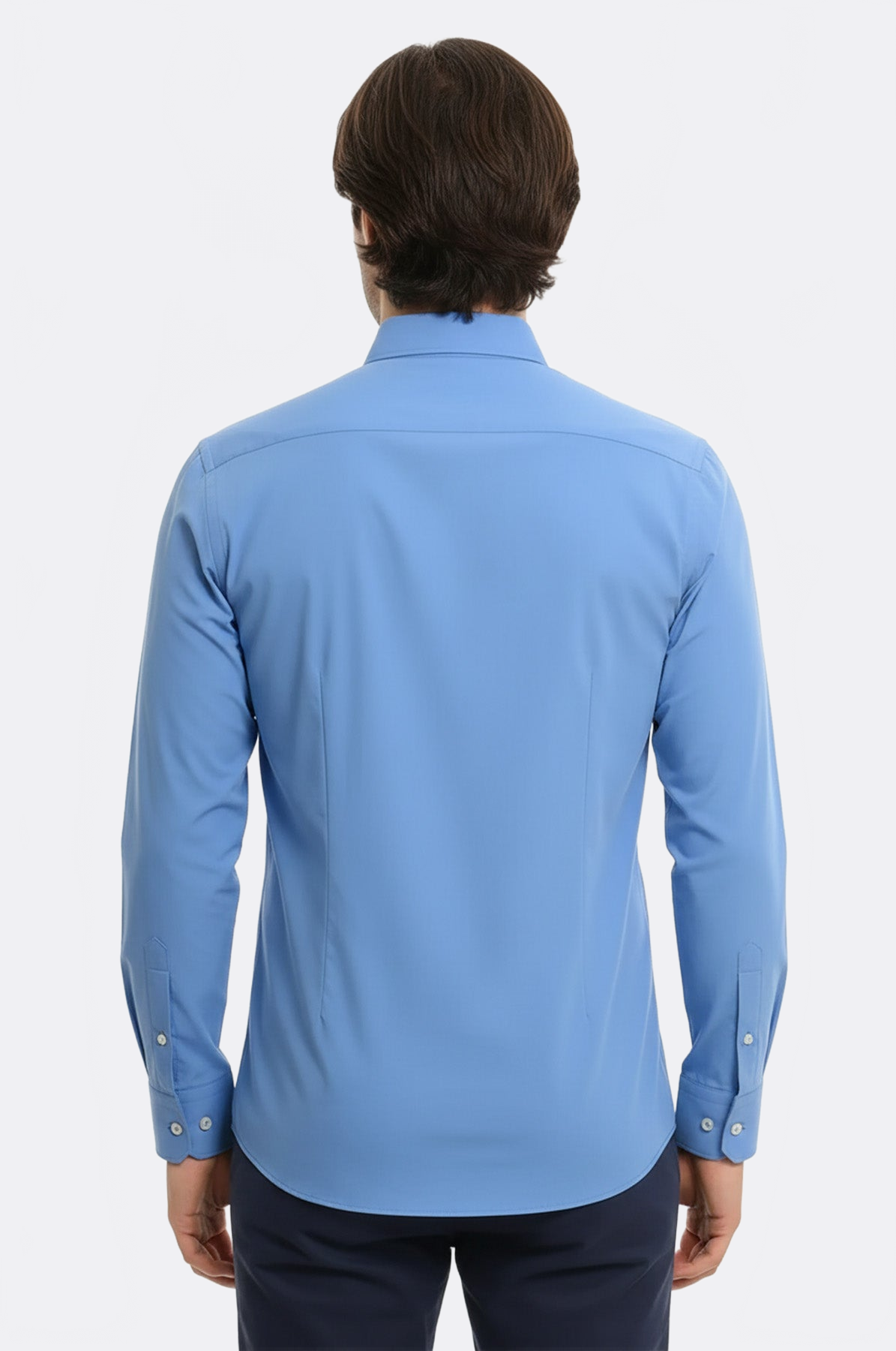 Plain Cotton Satin Blue Shirt - Wessi