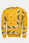 Yellow Patterned Crew Neck Sweater - Wessi
