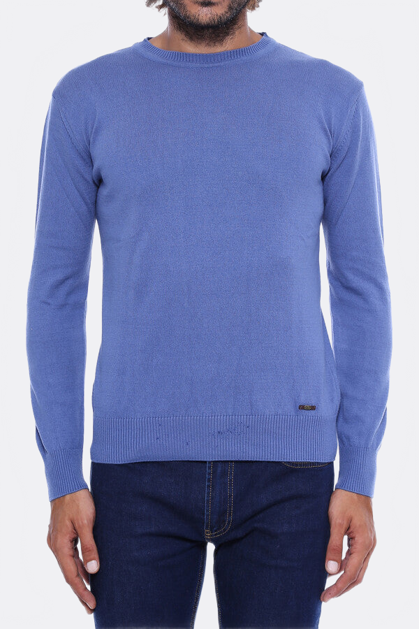 Circle Neck Blue Knitwear - Wessi