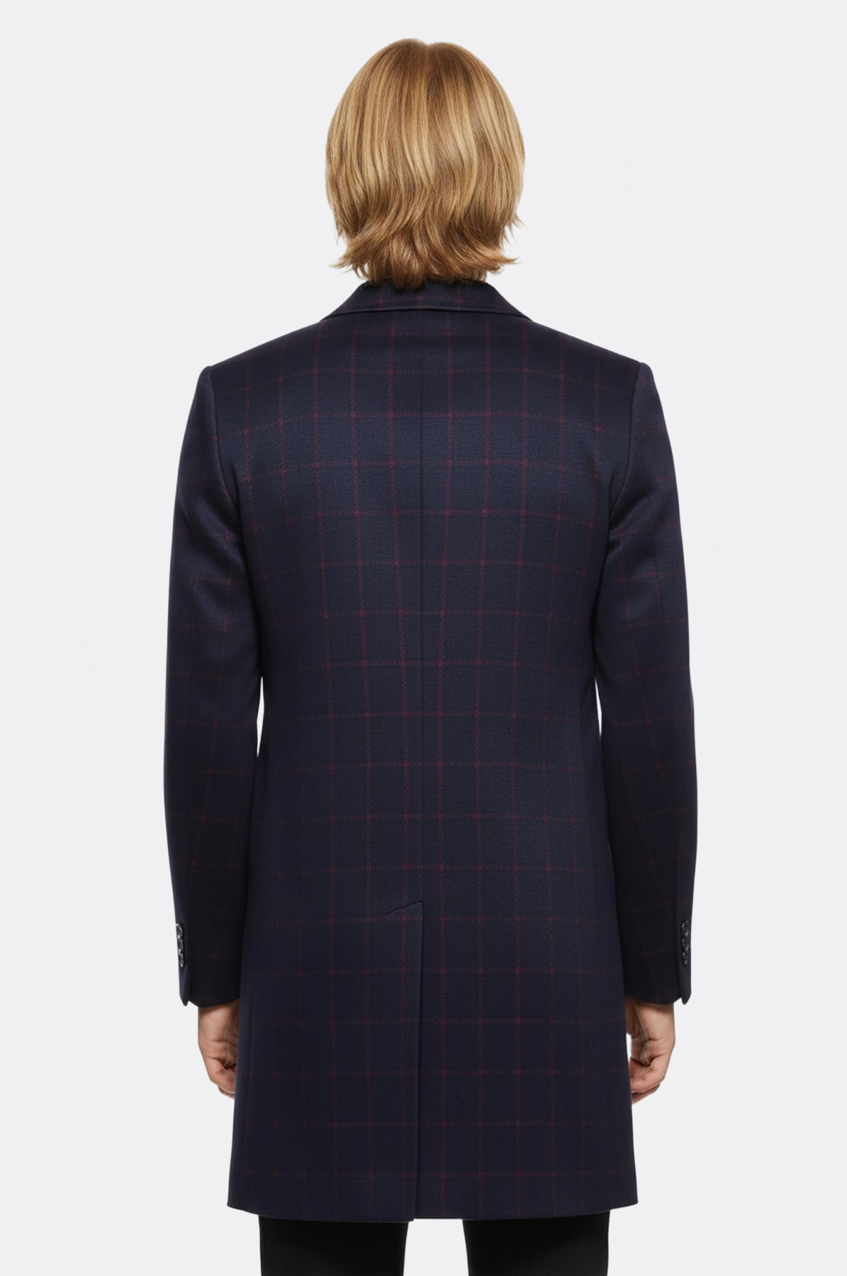 Checked Navy Blue Men Cachet Coat - Wessi