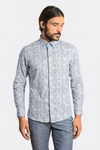 Grey Flower Patterned Slim Fit Shirt | Wessi