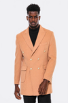 Cream Metal Buttoned Double Breasted Long Coat - Wessi