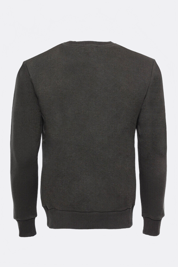 Dark Green Plain Circle Neck Sweatshirt - Wessi