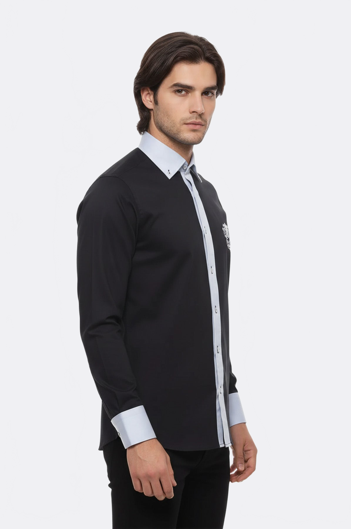 Cotton- Satin Black Men's Sport Shirt - Wessi