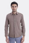 Patterned Wool Dark Brown Shirt - Wessi