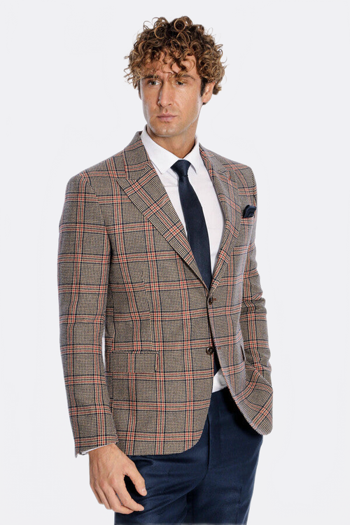 Checked Navy Blue Men Blazer - Wessi