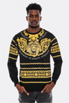 Patterned Slim Fit Black Yellow Sweatshirt - Wessi