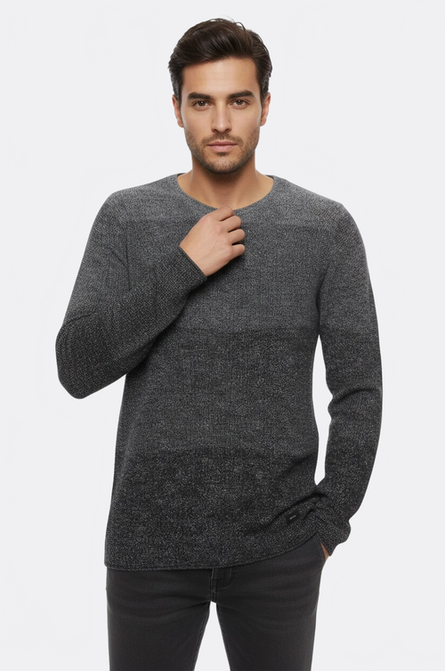 Circle Neck Patterned Grey Knitwear - Wessi