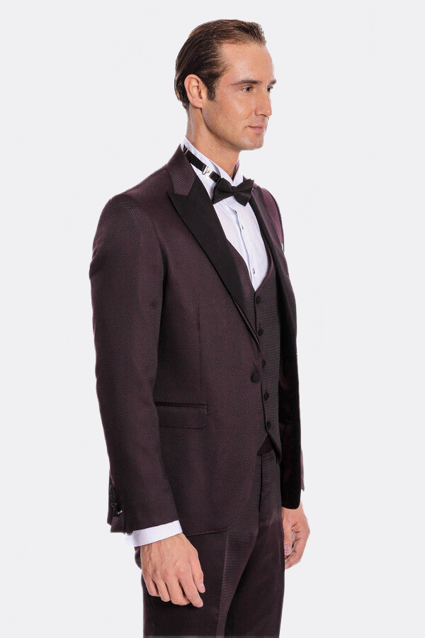 Claret Red and Black Tuxedo for Men | Wessi