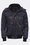 6 Pocket Bondite Zippered Hooded Black Coat-Wessi