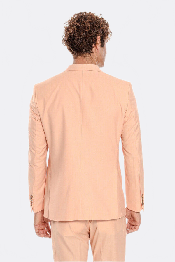 Patterned 2 Piece Slim Fit Yellow Men Suit - Wessi