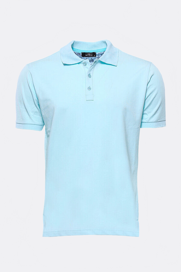 Sky Blue Polo Collar T-shirt - Wessi