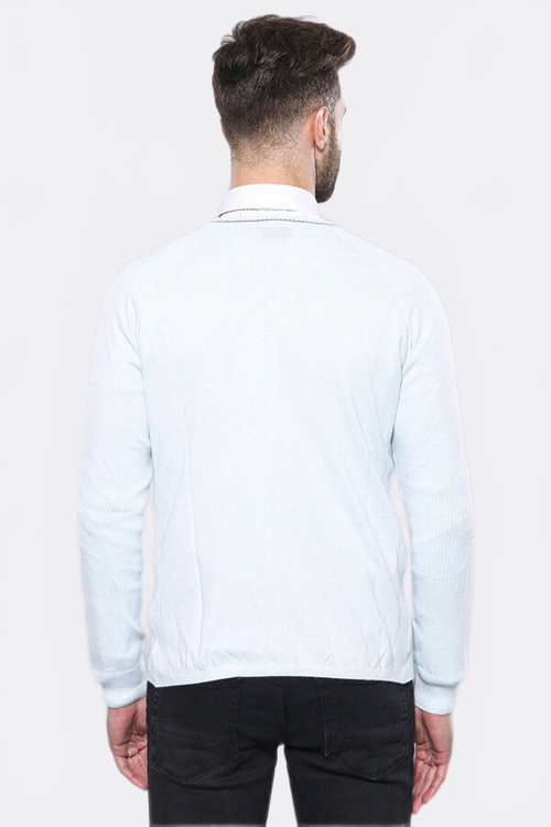 Blue Cotton Men Knitwear - Wessi