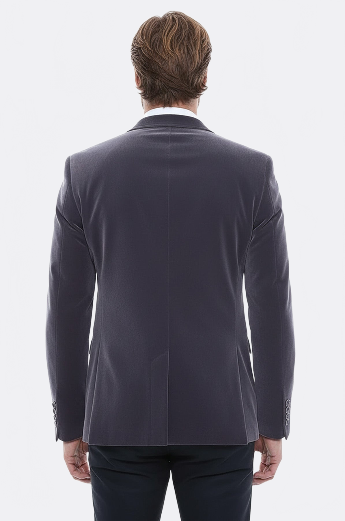 Velvet Slim Fit Grey Men Blazer - Wessi