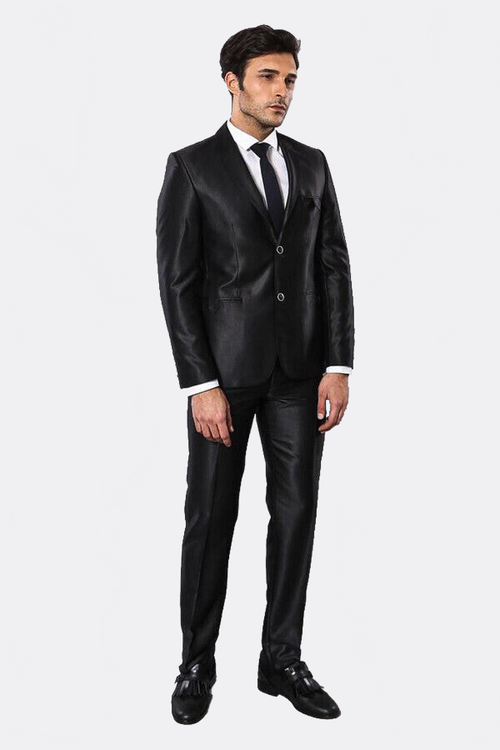 Shiny Black Men's Suit - Wessi