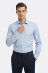 Sky Blue Plain Long Sleeves Regular Fit Shirt - Wessi