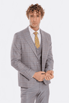 Checked Slim Fit Light Blue Men Suit - Wessi