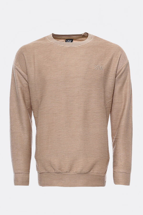 Horizontal Striped Beige Men's Sweatshirt - Wessi
