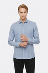 Houndstooth Pattern Sky Blue Men Shirt - Wessi