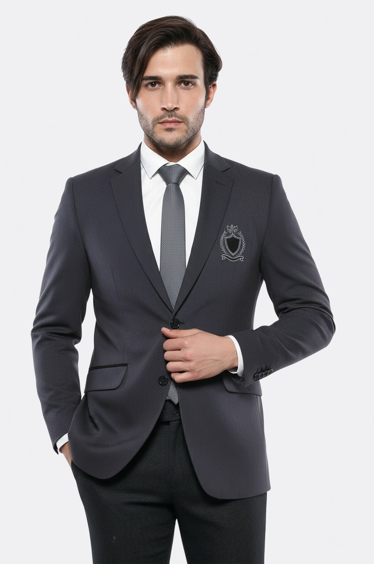 Pocket Flap Rigging Velvet Grey Jacket-Wessi