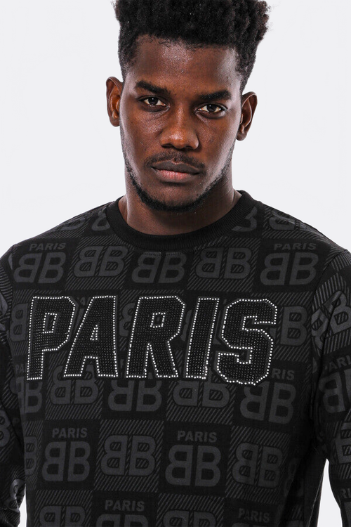 Black Printed Slim Fit Sweatshirt - Wessi
