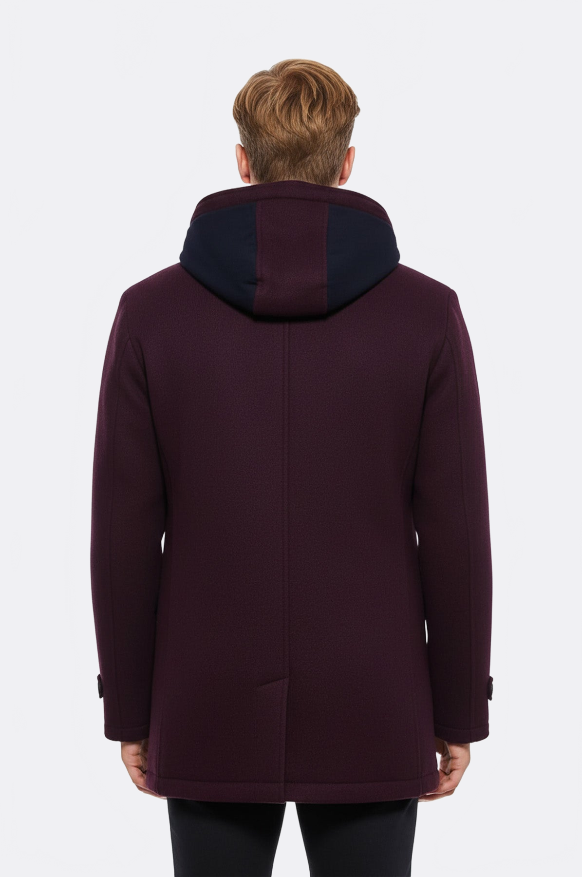 Claret Red Felt Hooded Coat - Wessi