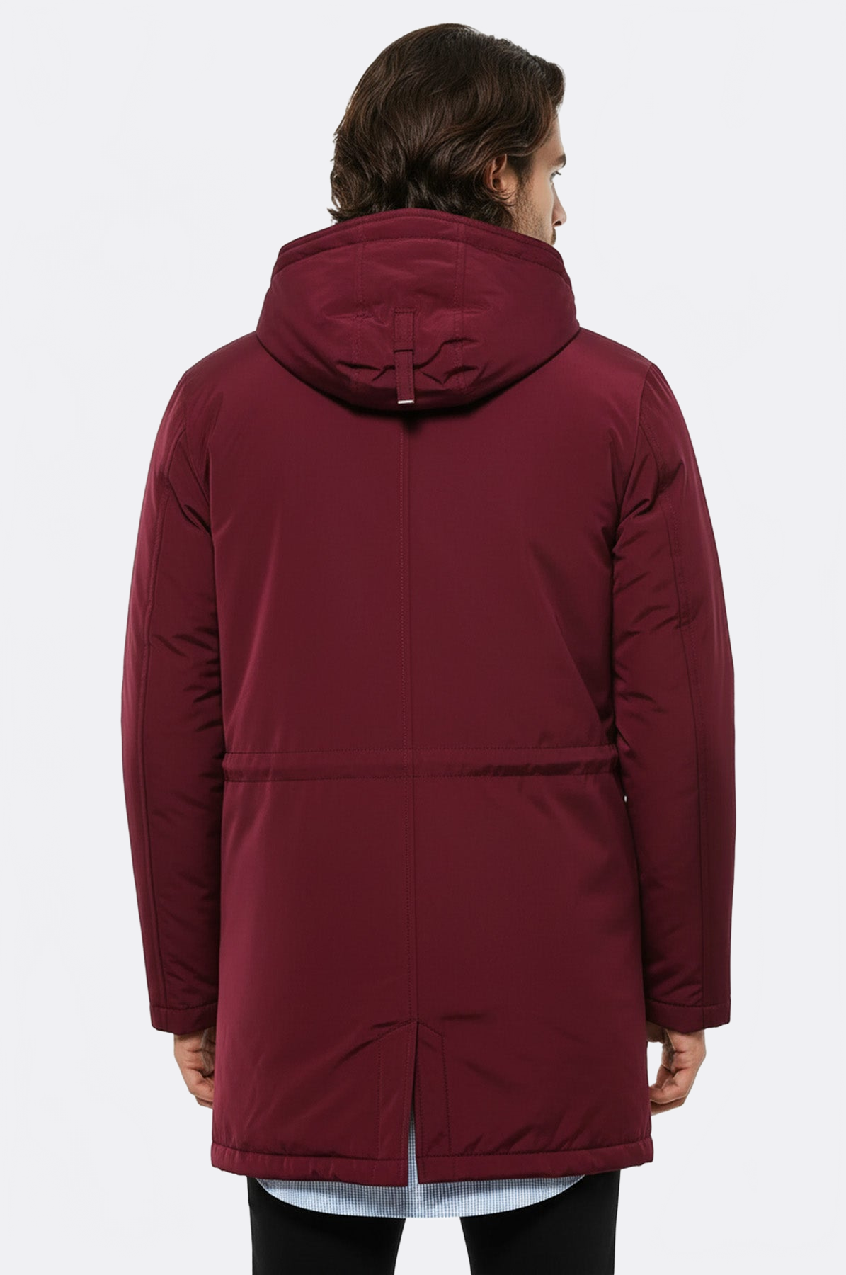 Burgundy Pocket Hooded Men's Coat - Wessi