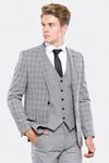 Grey Plaid Vested Men's Suit | Wessi