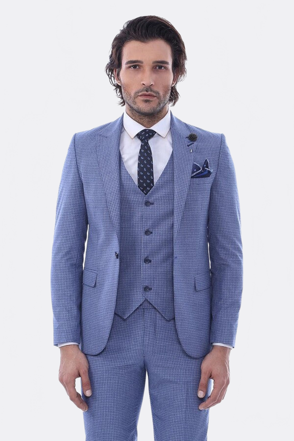 Single Button Pointed Collar Blazer Three Pieces Of Suit - Wessi