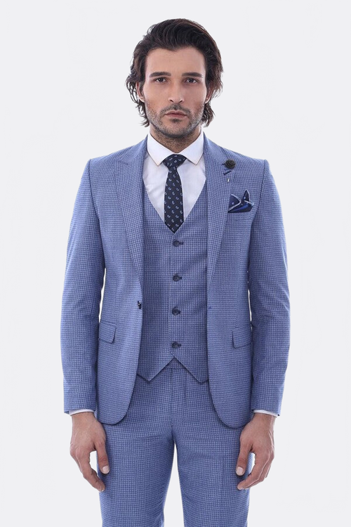 Single Button Pointed Collar Blazer Three Pieces Of Suit - Wessi