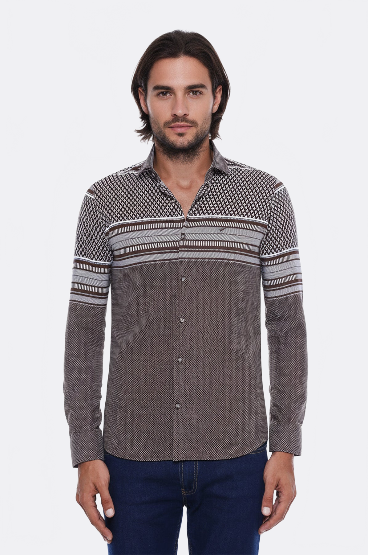 Brown Diamond Patterned Shirt - Wessi