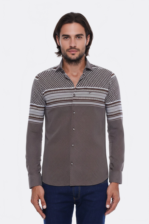 Brown Diamond Patterned Shirt - Wessi